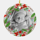 祖父母としての私たちの最初のクリスマス |リース写真 セラミックオーナメント (裏面)