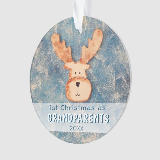 祖父母としてクリスマスかわいい鹿の休日 オーナメント (正面)