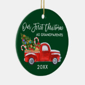 祖父母としてトラックキャンディ初めてのクリスマスグリーン セラミックオーナメント (右)