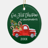 祖父母としてトラックキャンディ初めてのクリスマスグリーン セラミックオーナメント (左)