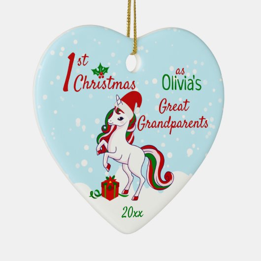 祖父母として初のクリスマス・ユニコーン素晴らし セラミックオーナメント (右)