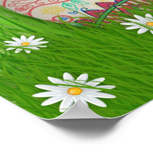 祖父母として初めての復活祭ベビーブルー写真 ポスター (角)