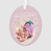 祖父母として可愛い1回目のクリスマスPinkベビー写真 オーナメント (正面)