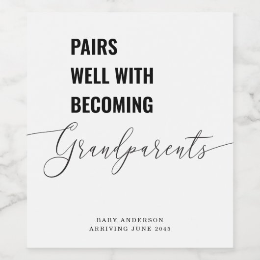 祖父母とベビー発表のペアを組む ワインラベル (シングルラベル)