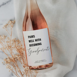 祖父母とベビー発表のペアを組む ワインラベル