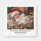 祖父母と初めてのクリスマスの赤ちゃんの写真 マグネット (正面)