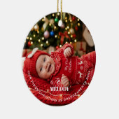 祖父母と過ごす初めてのクリスマスの赤ちゃん女の子写真 セラミックオーナメント (右)