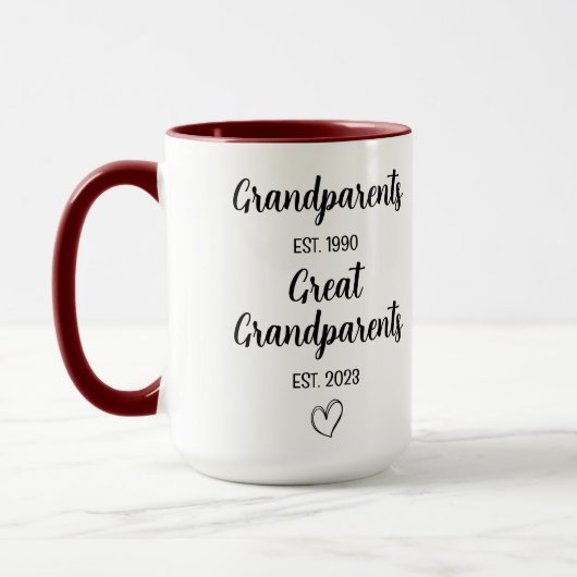 祖父母に昇進する |妊娠のお知らせ マグカップ (左)