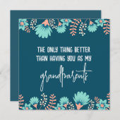 祖父母に明らかにする野生の青フローラ妊娠 案内状 (正面/裏面)