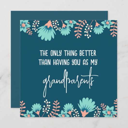 祖父母に明らかにする野生の青フローラ妊娠 案内状 (正面/裏面)