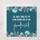 祖父母に明らかにする野生の青フローラ妊娠 案内状 (正面)