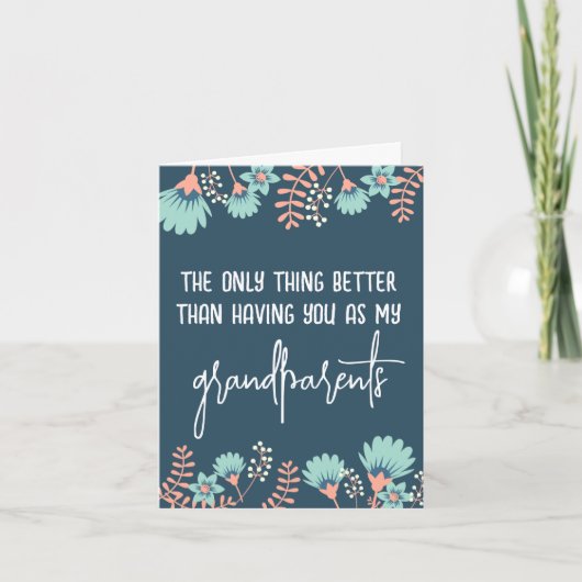 祖父母に明らかにする野生の青フローラ妊娠 案内状 (正面)