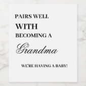 祖父母のおばあちゃんになれるペア ワインラベル (シングルラベル)