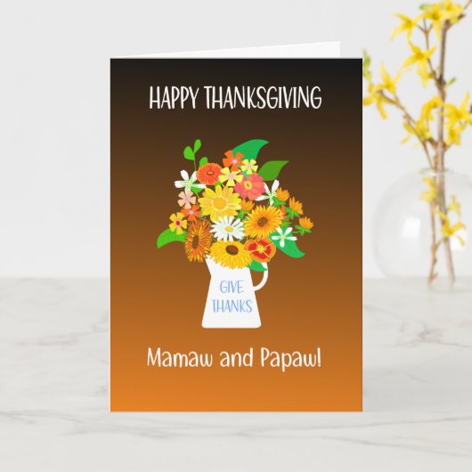 祖父母のために感謝する花束 カード (黄色い花)