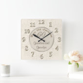 祖父母のためのカスタマイズ可能な記念日 スクエア壁時計 (ホーム)
