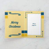 祖父母のためのクリスマスハグ青と金ゴールド シーズンカード (内部)