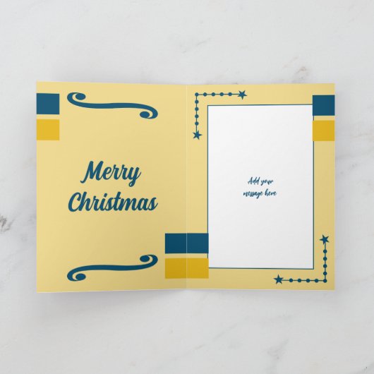 祖父母のためのクリスマスハグ青と金ゴールド シーズンカード (内部)