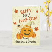 祖父母のためのハロウィーンの笑顔ジャック・オランタン カード (黄色い花)