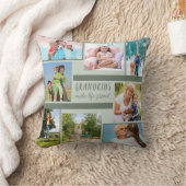 祖父母のための写真のコラージュと引用文 – 緑 クッション (ブランケット)