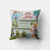 祖父母のための写真のコラージュと引用文 – 緑 クッション (裏面)