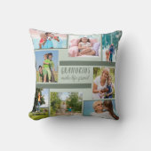 祖父母のための写真のコラージュと引用文 – 緑 クッション (正面)