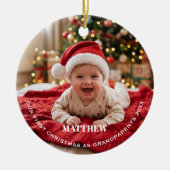 祖父母のための初めてのクリスマスの赤ちゃんの写真 セラミックオーナメント (正面)