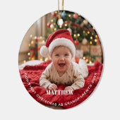 祖父母のための初めてのクリスマスの赤ちゃんの写真 セラミックオーナメント (左)
