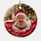 祖父母のための初めてのクリスマスの赤ちゃんの写真 セラミックオーナメント (裏面)