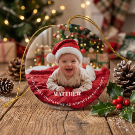 祖父母のための初めてのクリスマスの赤ちゃんの写真 セラミックオーナメント