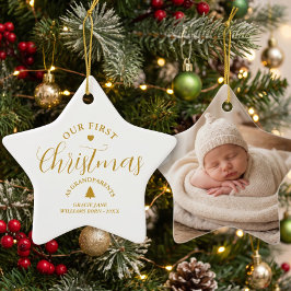 祖父母のための初めてのクリスマス 名前入り記念品 セラミックオーナメント