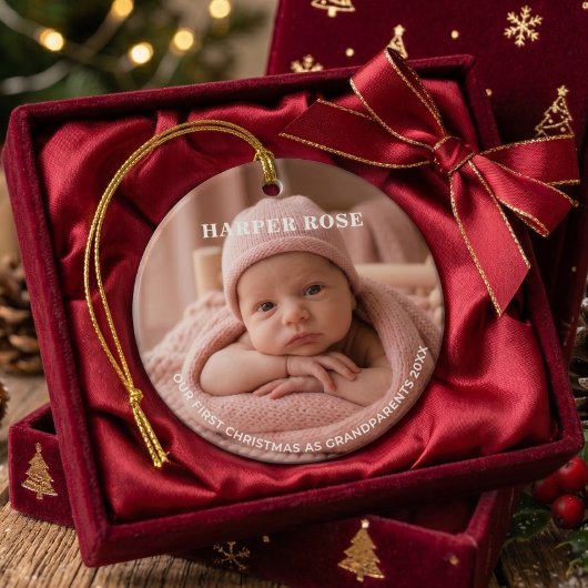 祖父母のための初めてのクリスマス 新生児 写真 セラミックオーナメント