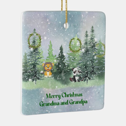 祖父母のための森のクリスマス セラミックオーナメント (右)