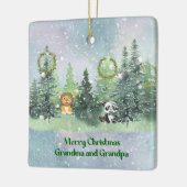 祖父母のための森のクリスマス セラミックオーナメント (左)