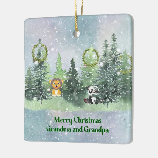 祖父母のための森のクリスマス セラミックオーナメント (左)