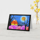 祖父母のための素晴らしハロウィーンお菓子コーンペア カード (黄色い花)