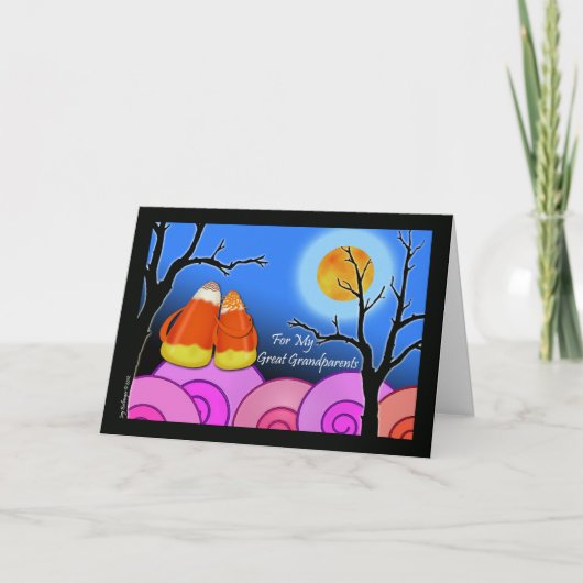 祖父母のための素晴らしハロウィーンお菓子コーンペア カード (正面)