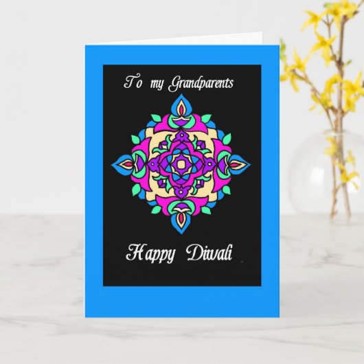 祖父母のためのDiwaliの挨拶状 カード (黄色い花)