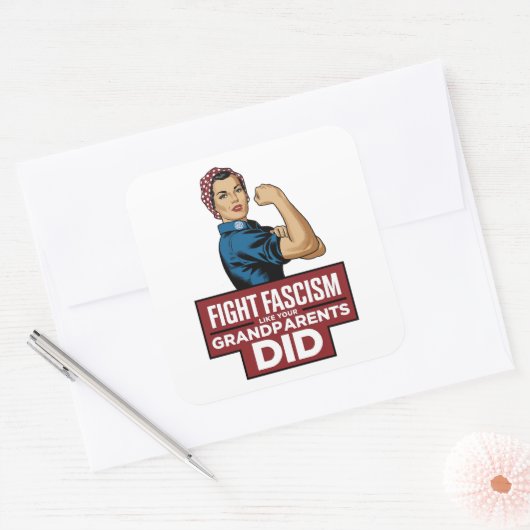 祖父母のようにファシズムと戦う スクエアシール (封筒)