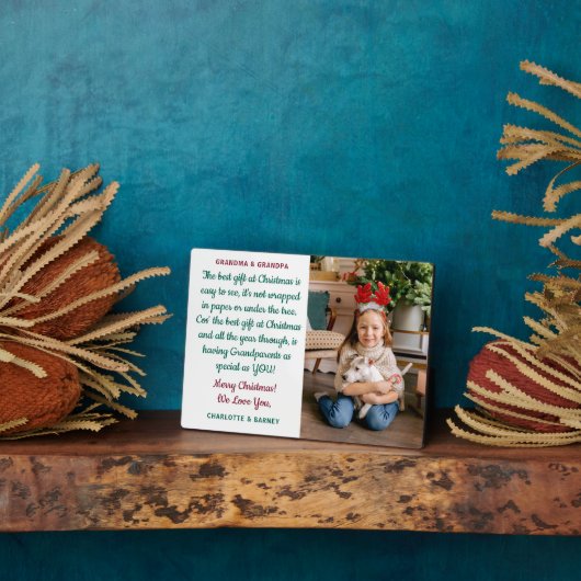 祖父母のクリスマスの詩のパーソナライズされた写真 フォトプラーク (側面)
