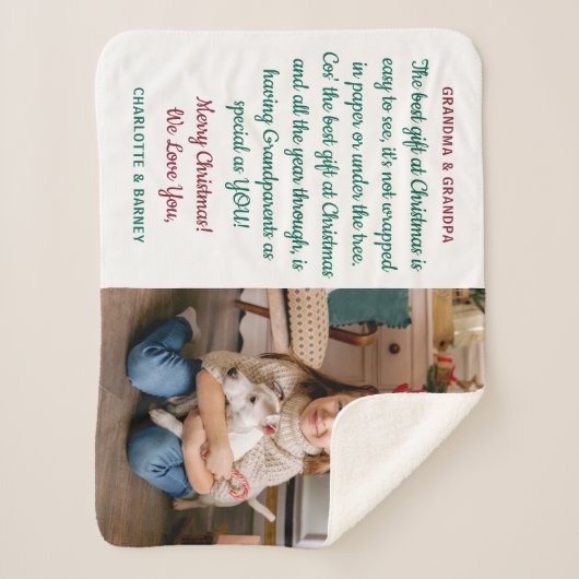 祖父母のクリスマスパーソナライズされた詩の写真 シェルパブランケット (正面)