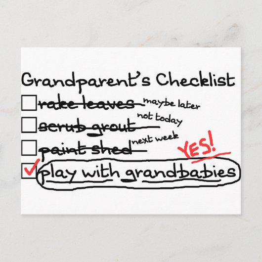 祖父母のチェックリスト ポストカード (正面)
