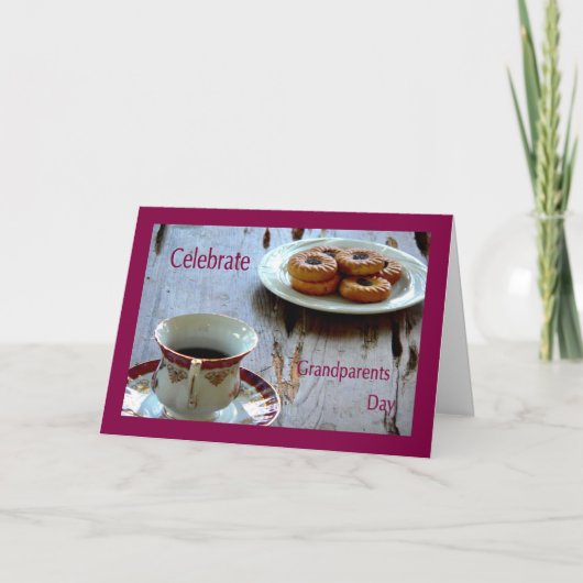 祖父母のデイカードでお茶とクランプト カード (正面)