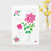 祖父母のデイカード – ピンクの花 カード (黄色い花)