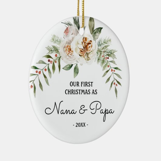 祖父母のナナとパパとしての私たちの初めてのクリスマス セラミックオーナメント (右)