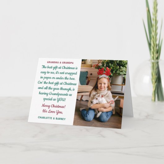 祖父母のパーソナライズされたクリスマスの詩の写真 シーズンカード (正面)