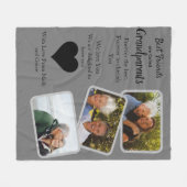 祖父母のモダン作成3写真コラージュ フリースブランケット (正面(横))