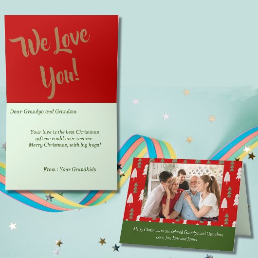 祖父母の両親へのクリスマスの挨拶 カード