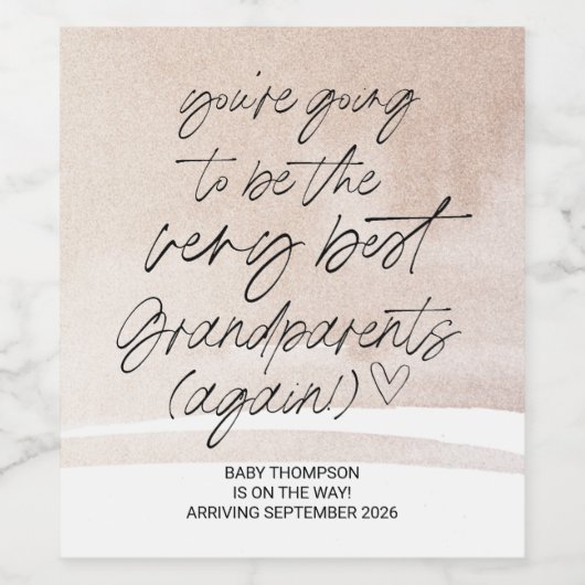 祖父母の再妊娠発表新生児 ワインラベル (シングルラベル)