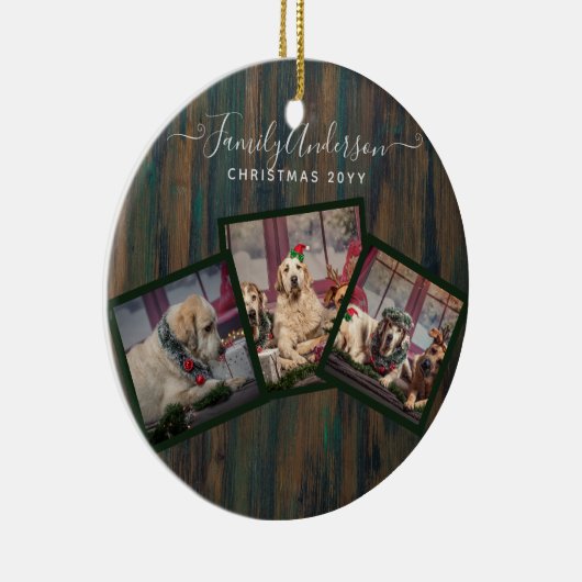 祖父母の写真のコラージュギフト – 木素朴材 セラミックオーナメント (右)