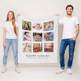 祖父母の写真ギフト – Silver Grayグリッター フリースブランケット